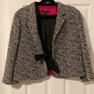 Ann Taylor Cropped Jacket/Blazer Marreled Black and White size 14